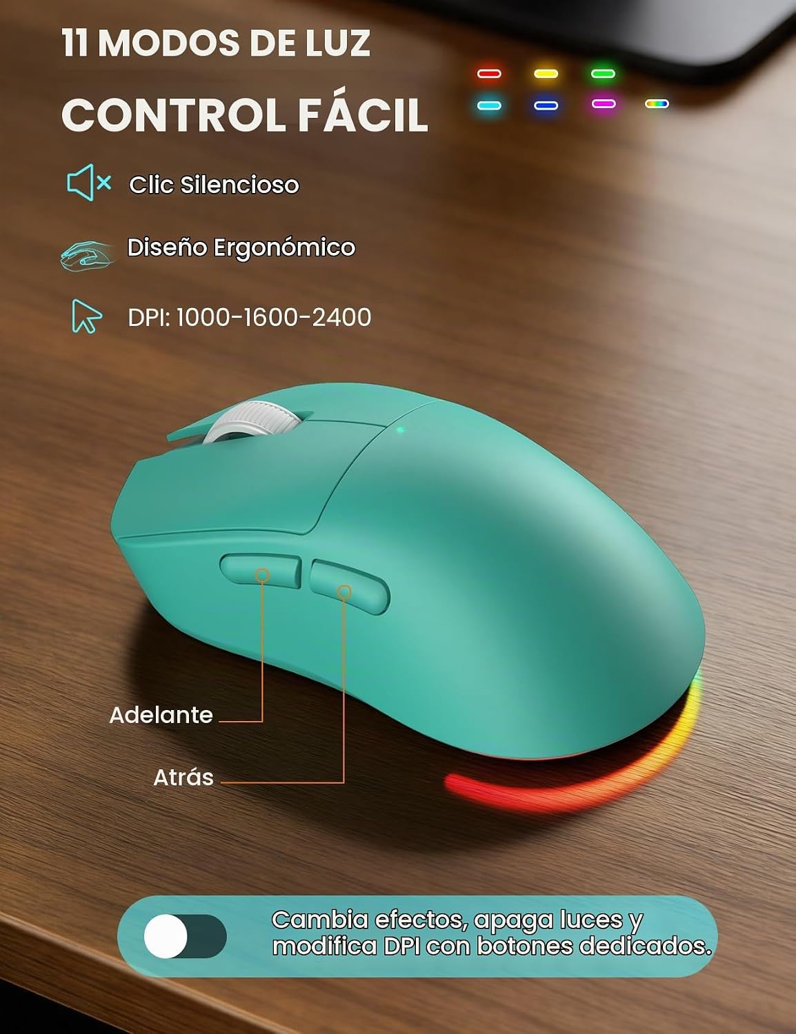 Combo de teclado y mouse inalámbricos: teclado retroiluminado con r...