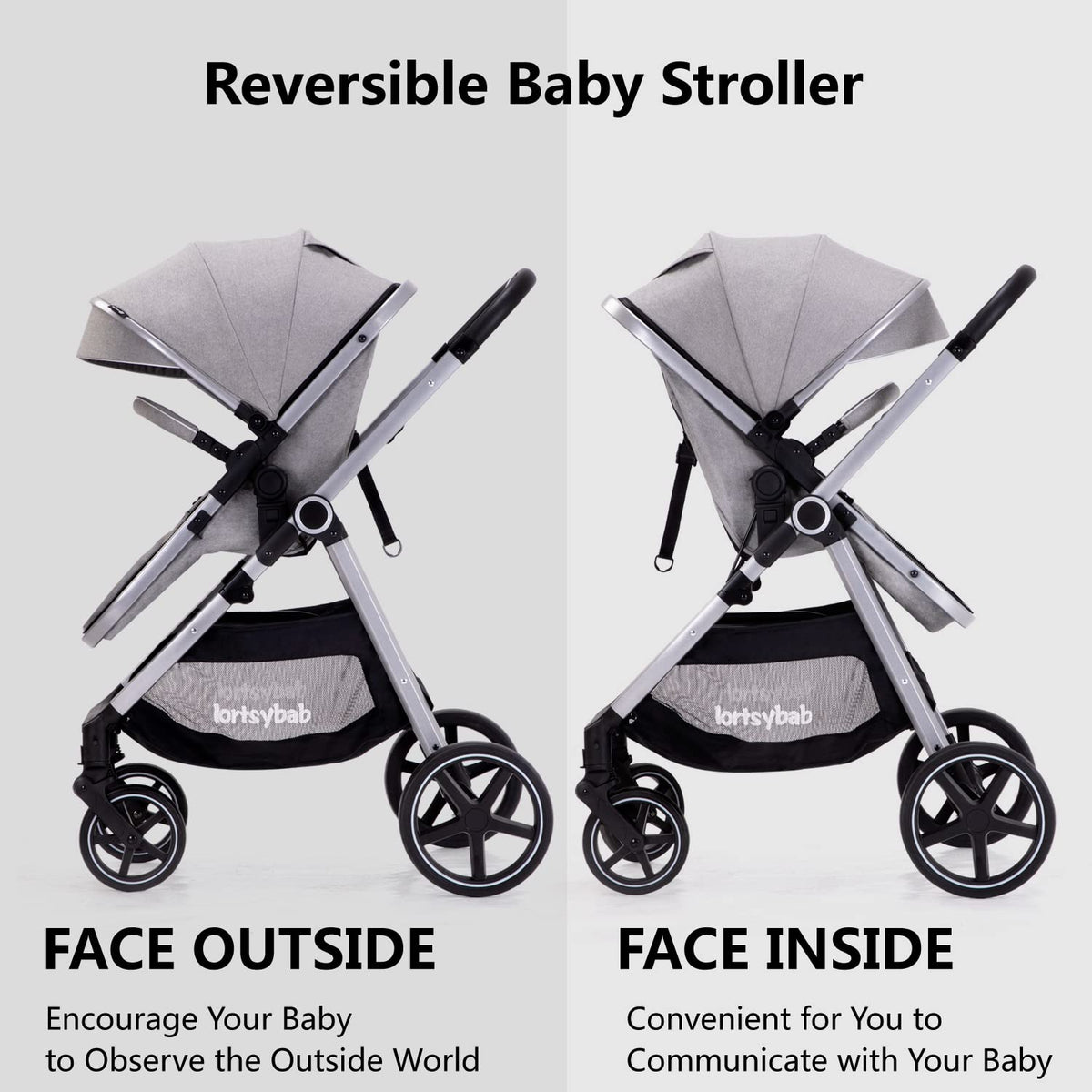 Lortsybab Cochecito de bebé 2 en 1 \u2013 Cochecito plegable para r...