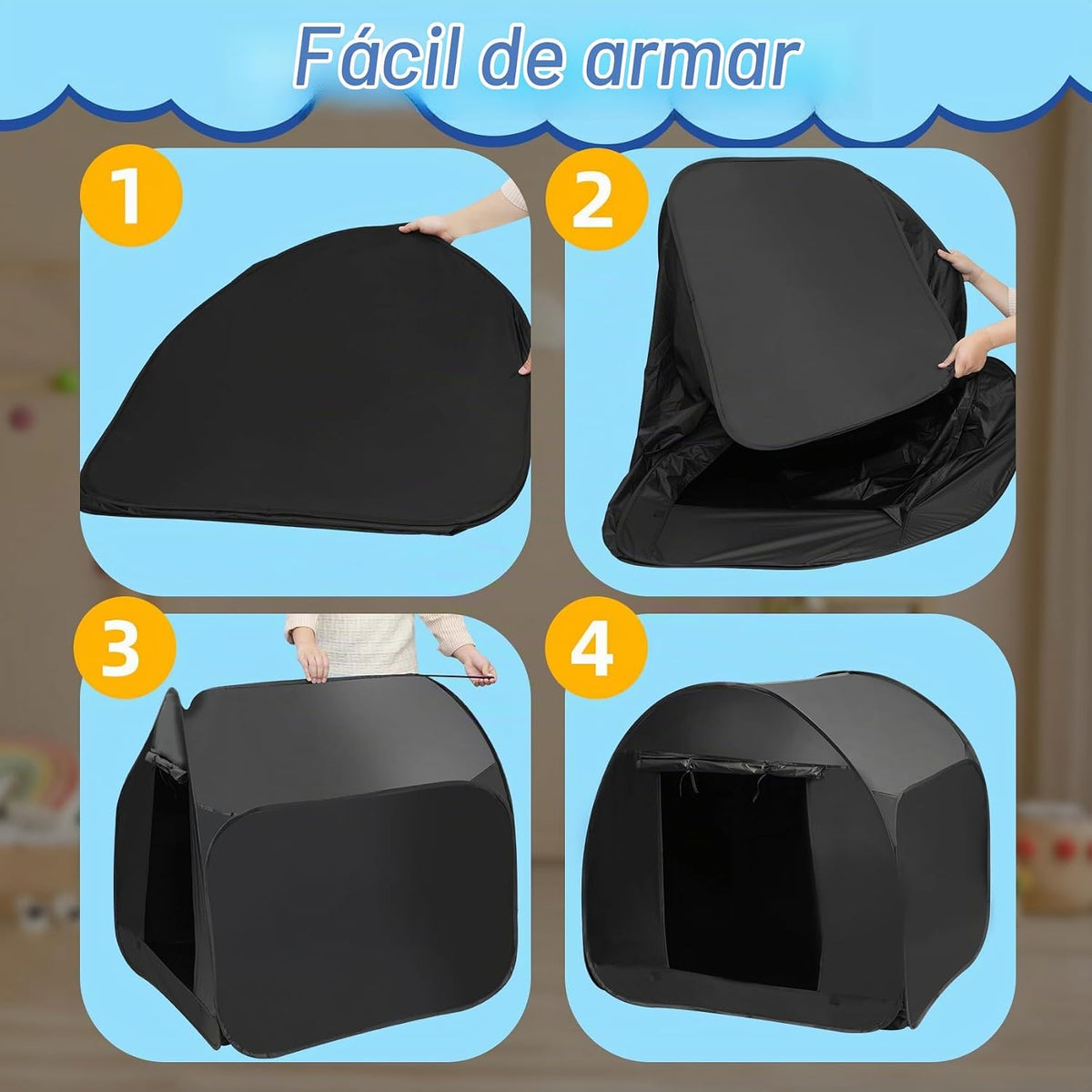Tienda de campaña sensorial para niños de 47.2 x 47.2 x 47.2 pulgad...