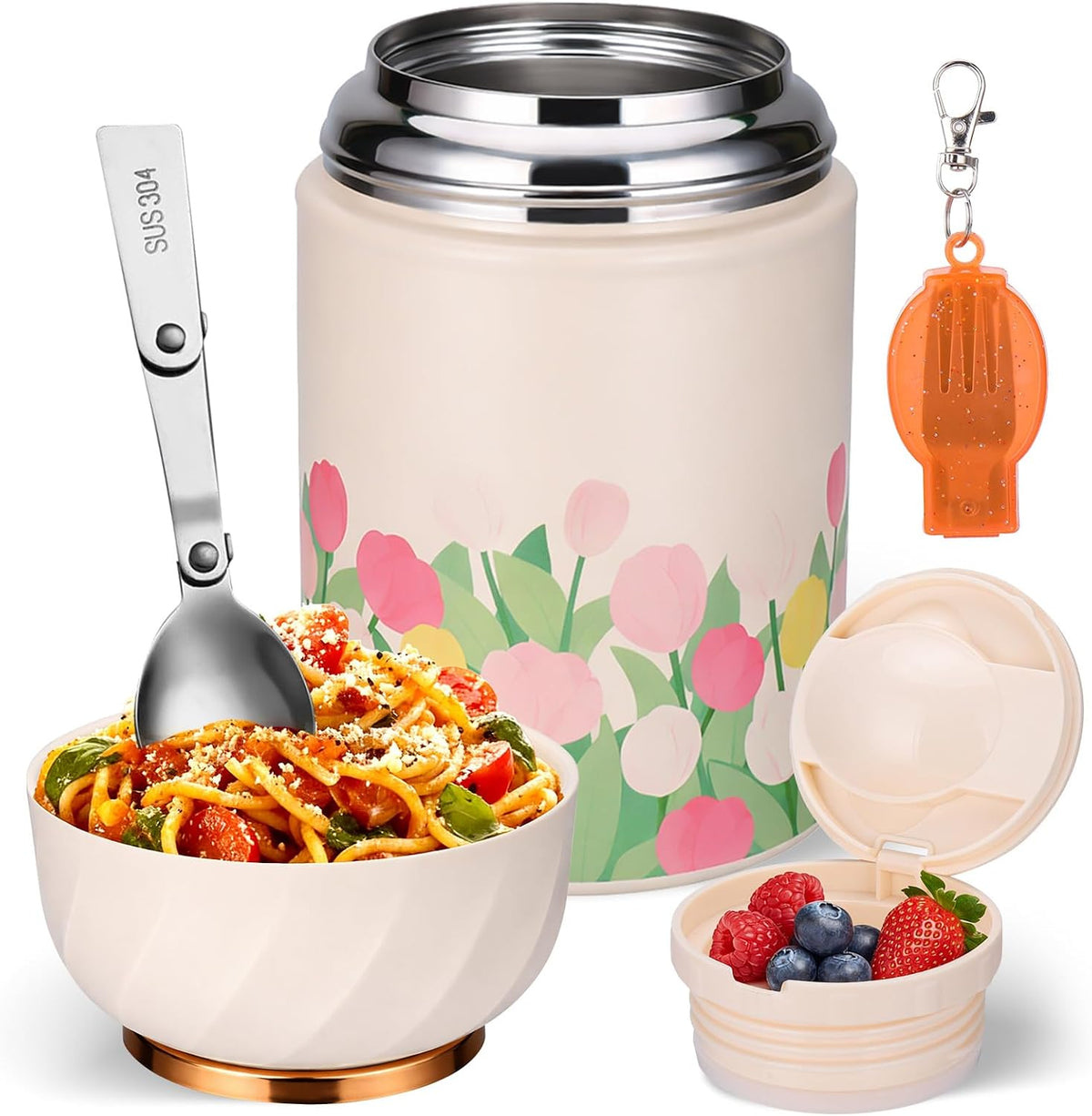 Mity rain Contenedor térmico aislado de 17oz para alimentos y bebid...