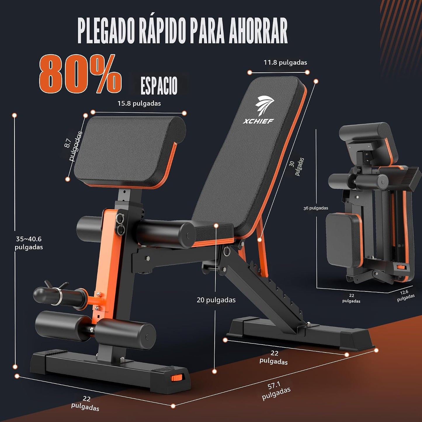 XCHIEF Banco de pesas ajustable, capacidad de 1000 libras, banco de...