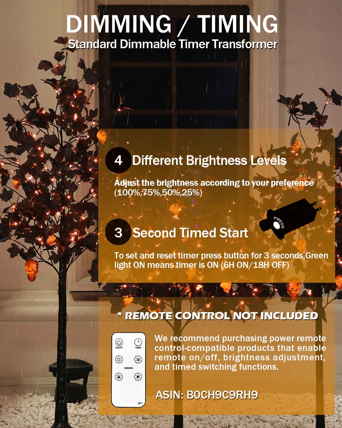 TYBEEU Árbol de Halloween de arce negro de 5 pies con luces LED de...