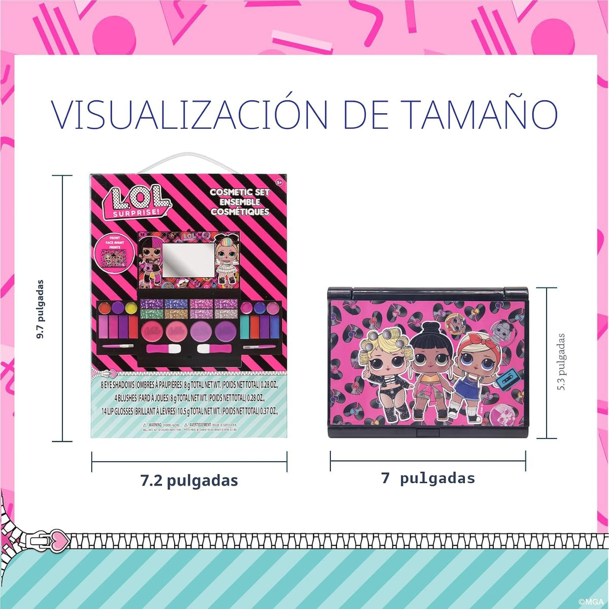 L.O.L. Surprise! Paleta de maquillaje plegable con espejo, brillo d...