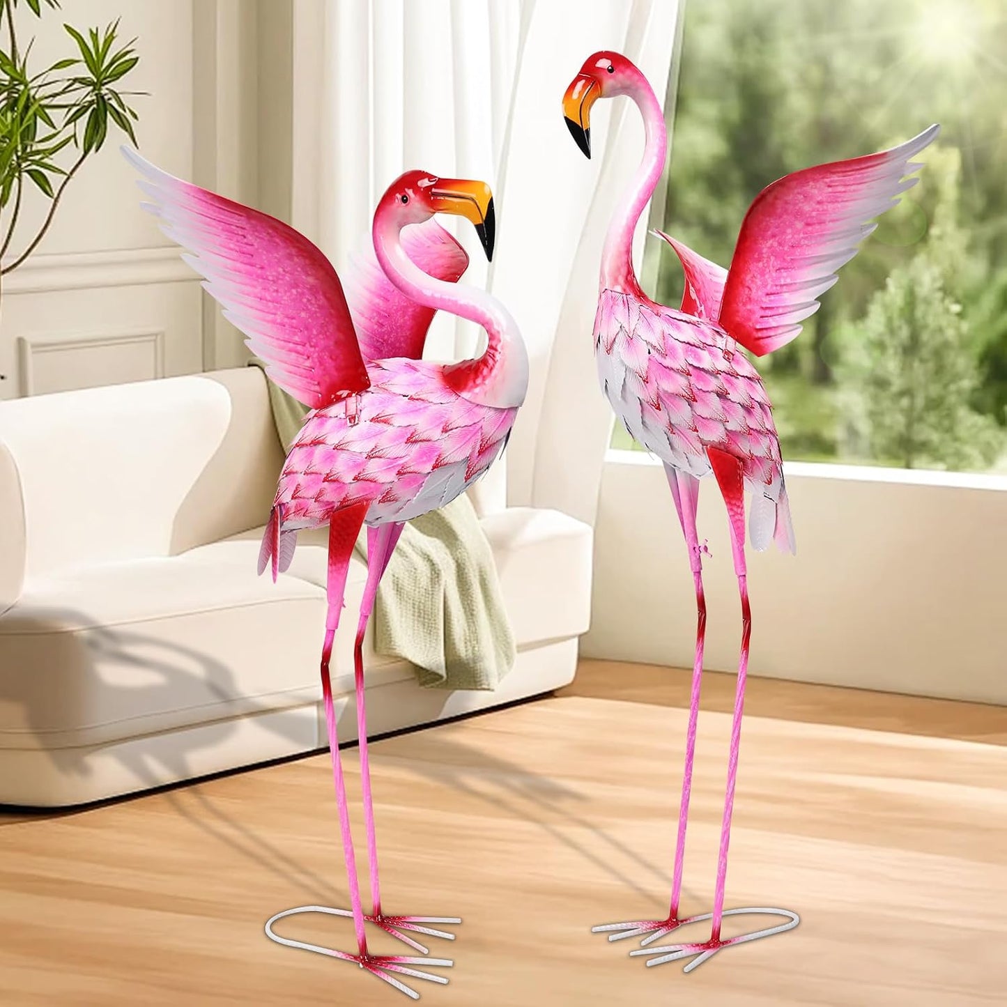 MUMTOP Decoración de flamencos para exteriores, paquete de 2 estatu...