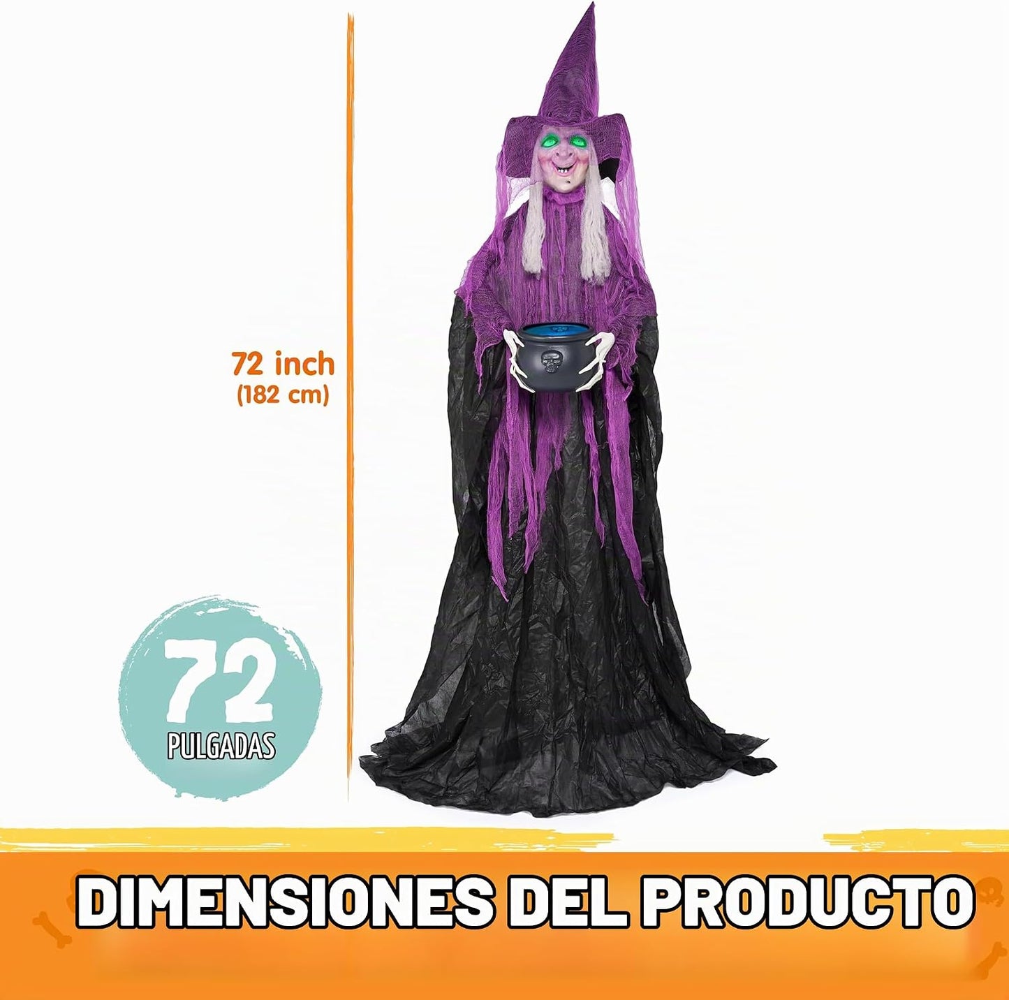 JOYIN Decoraciones de Halloween de 72 pulgadas con caldero, decorac...