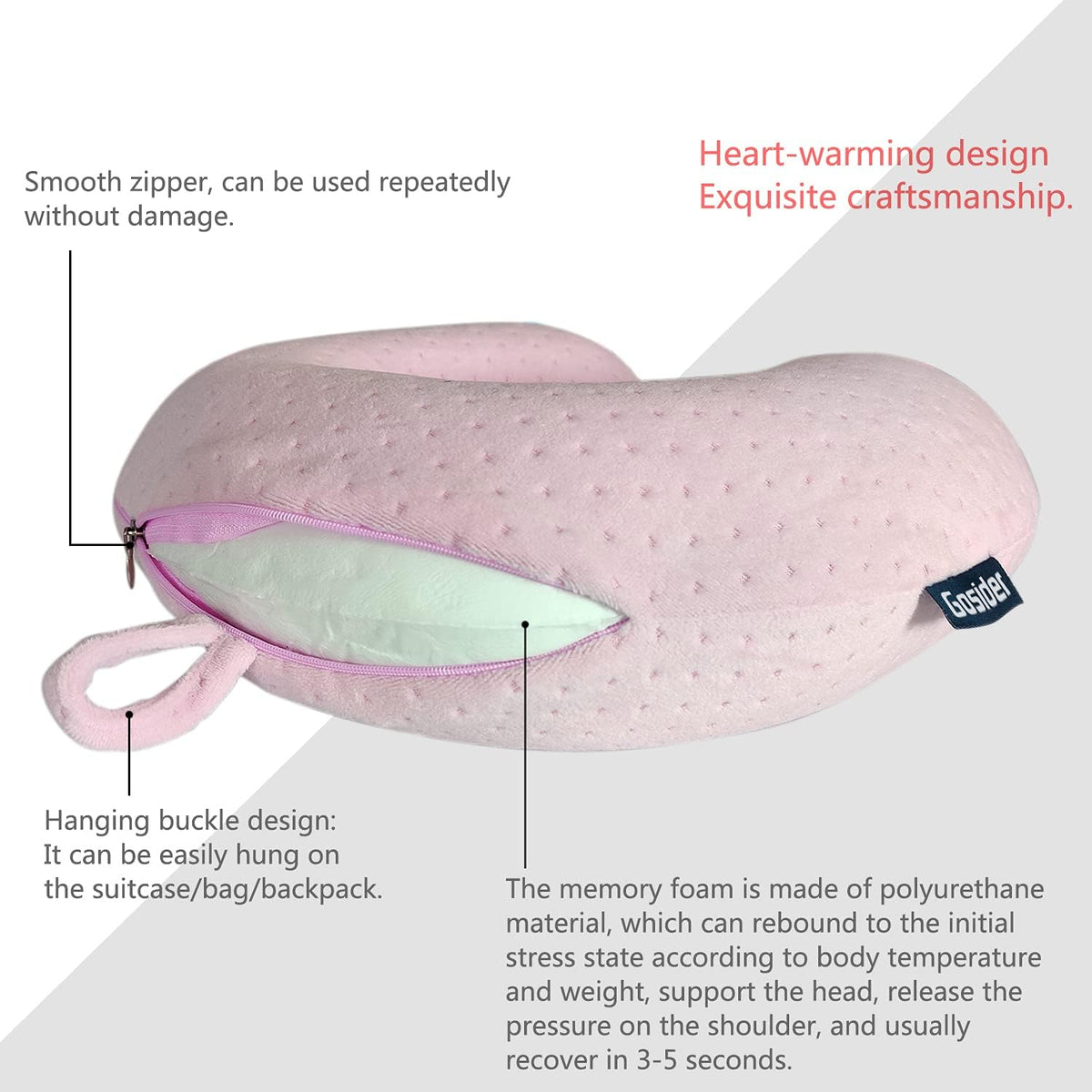 Almohadas Cervicales Gosider para Dormir y Viajar Rosa Almohada de...