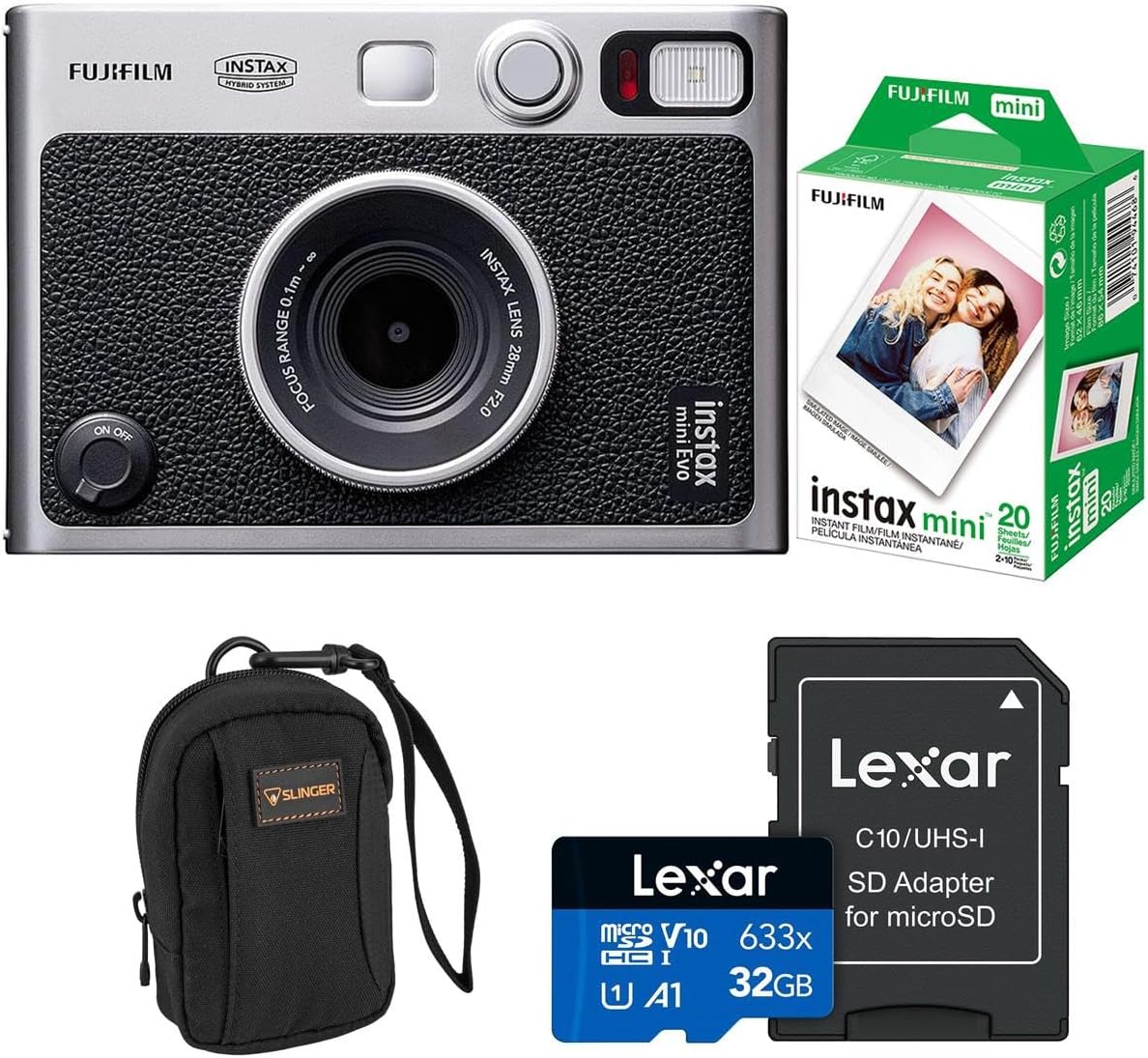 Fujifilm Instax Mini Evo - Cámara de película instantánea, color ne...