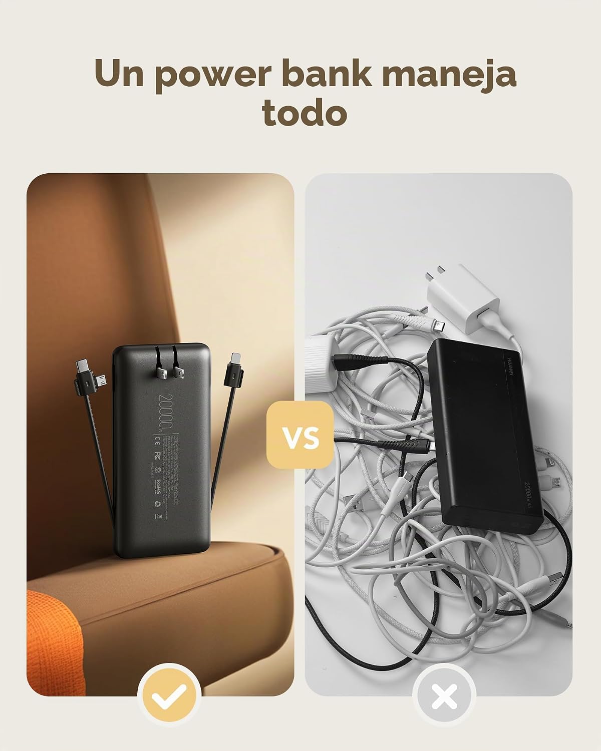 Cargador portátil charmast 20000mAh con enchufe de pared, banco de...