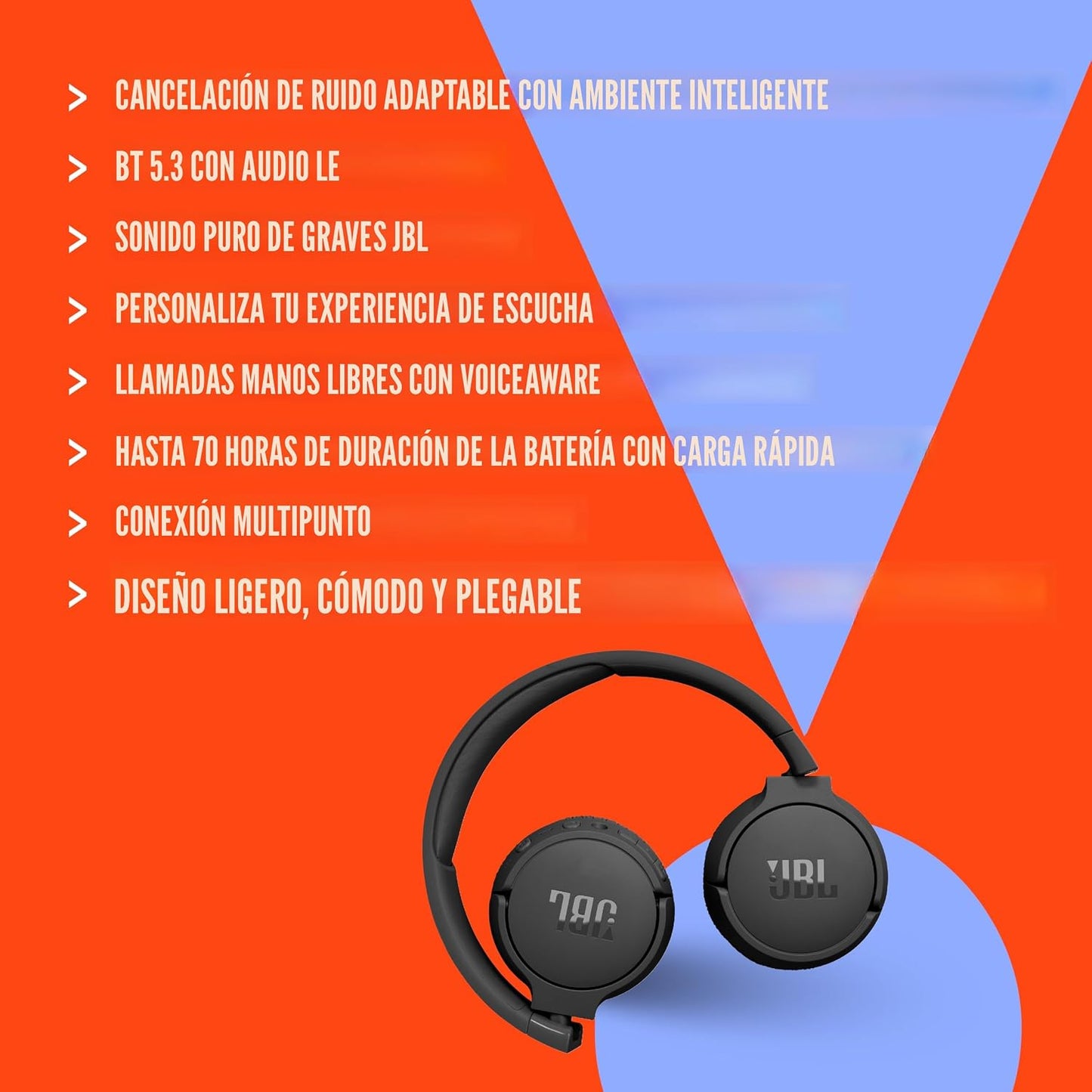 JBL Tune 670NC - Cancelación de ruido adaptativa con auriculares in...
