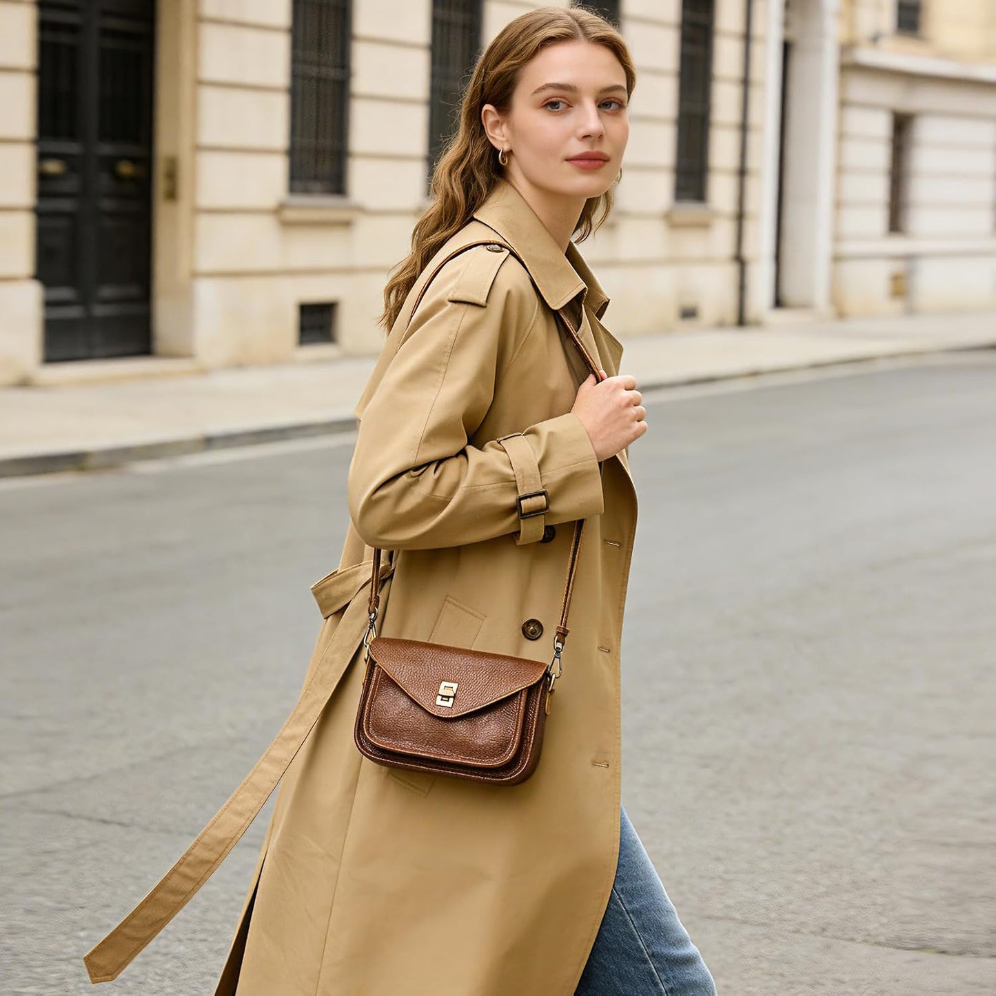 UEIRY Bolsos bandolera de cuero genuino para mujer, bolsos cruzados...
