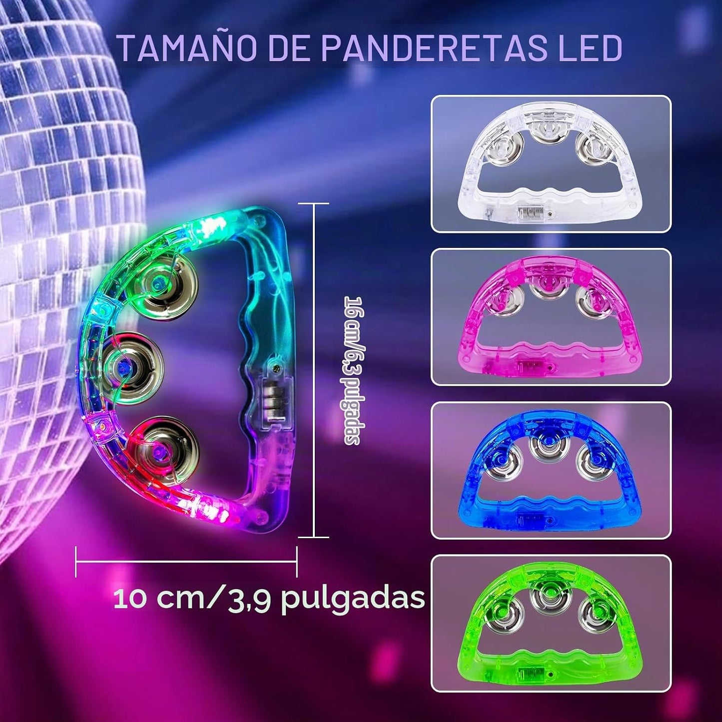 Panderetas musicales con luz LED: pandereta intermitente que brilla...