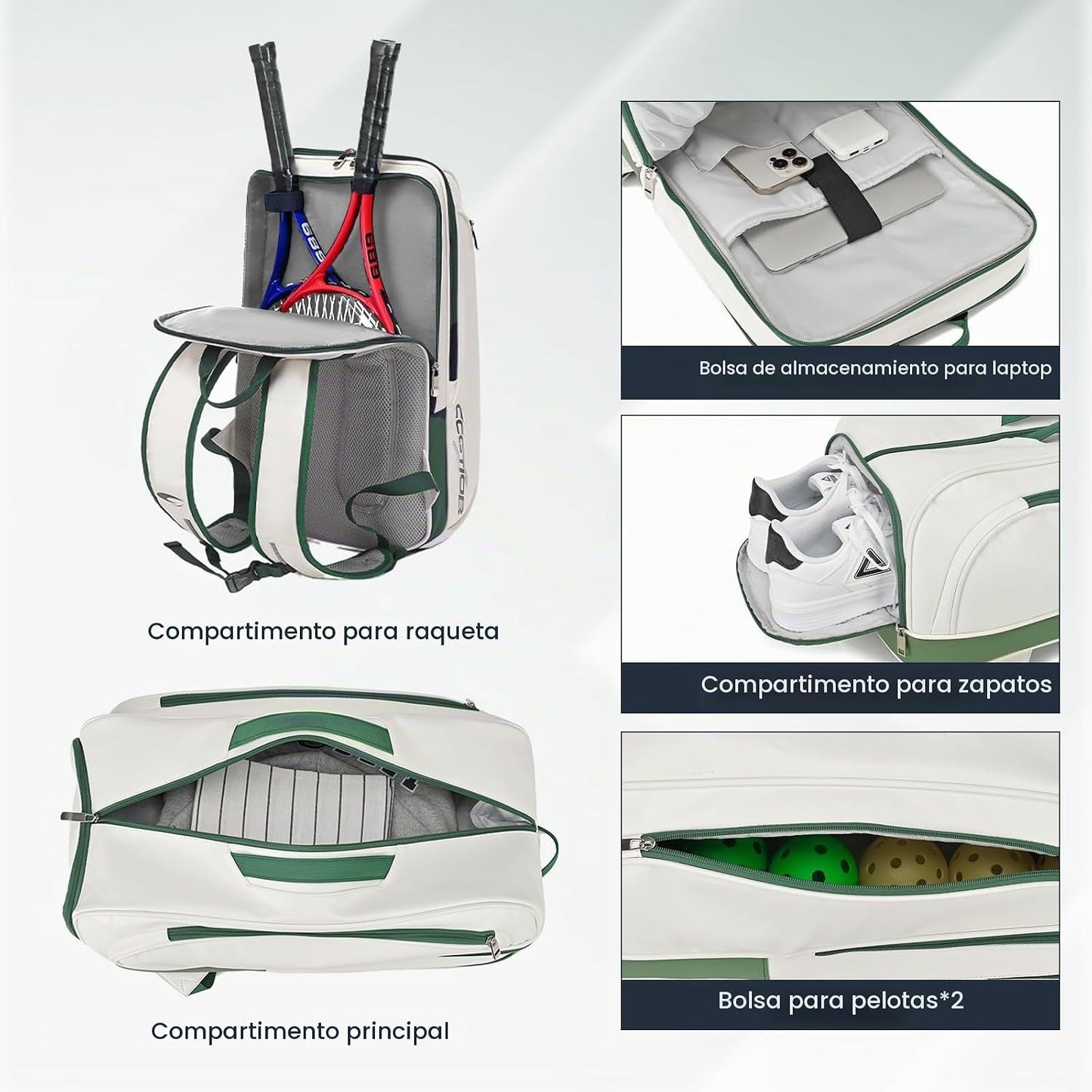 CCGTIOR Bolsa para Raqueta De Tenis Mochila Pickleball Padel con Co...