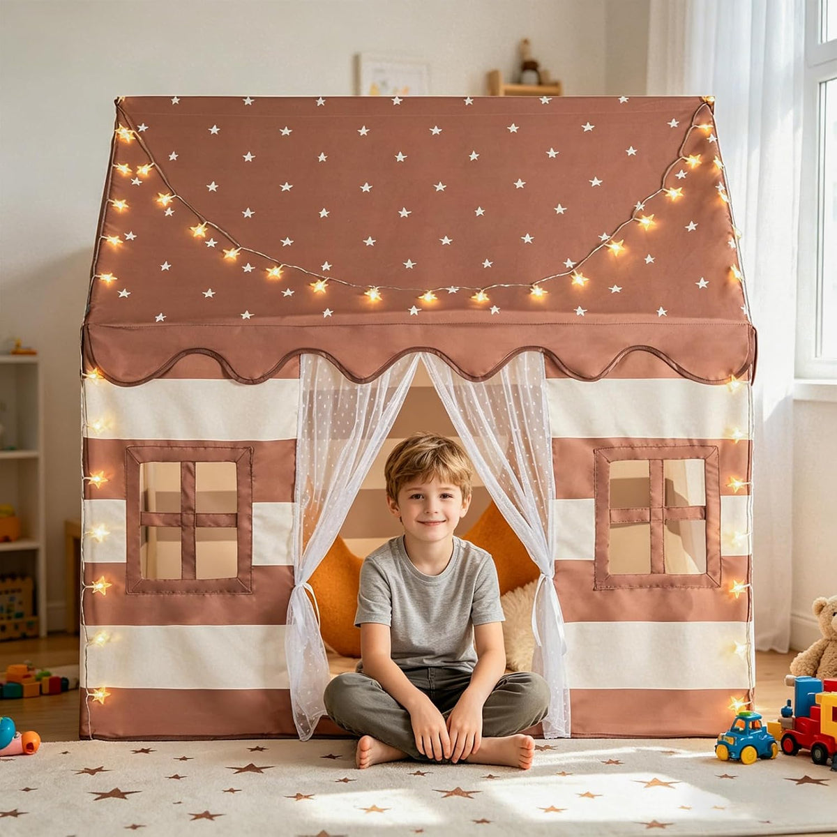 ROIWUIE Tienda de campaña grande para niños con alfombrilla acolcha...