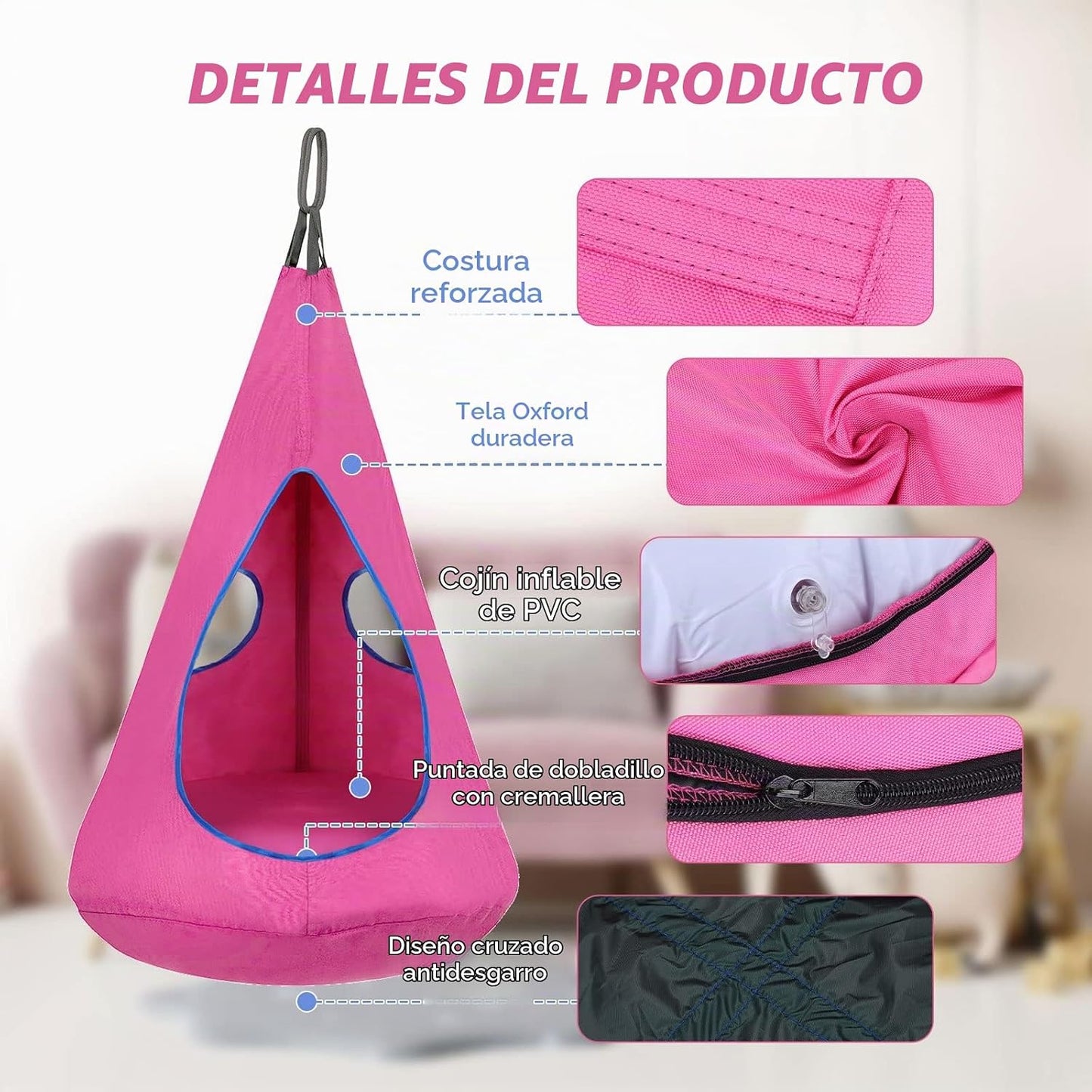 Silla Columpio Nido para Niños, Silla Hamaca Colgante con Carpa de...