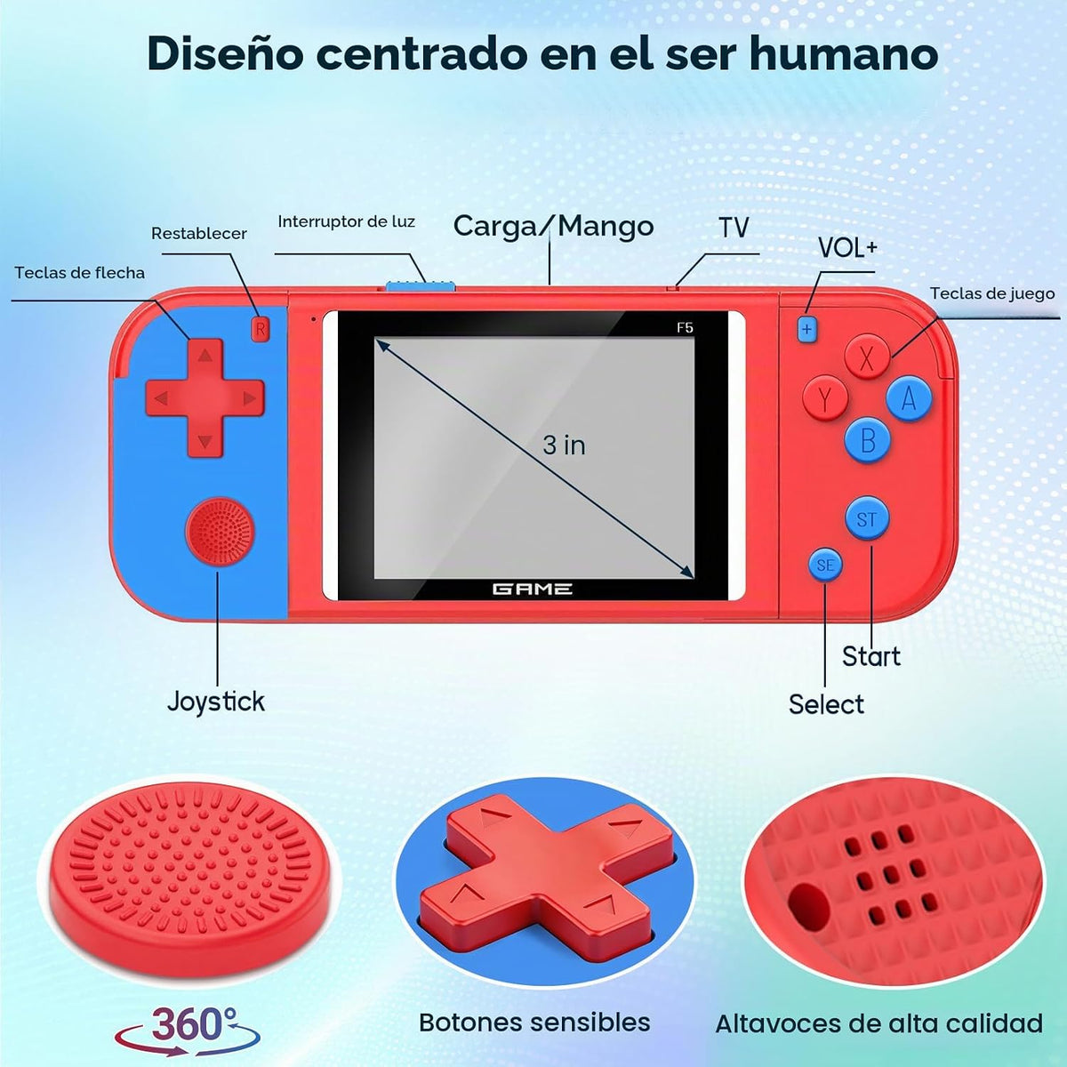 Juegos de mano para niños: 288 videojuegos retro, pantalla LCD de 3...