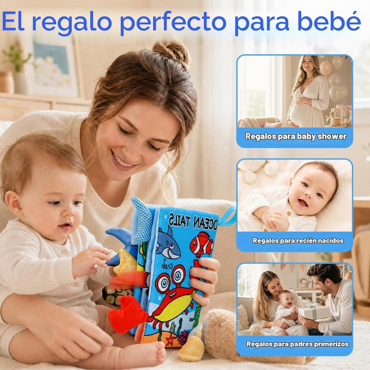 2 libros para bebés de 0 a 6 meses, juguetes para bebés de 0-3, 3,...