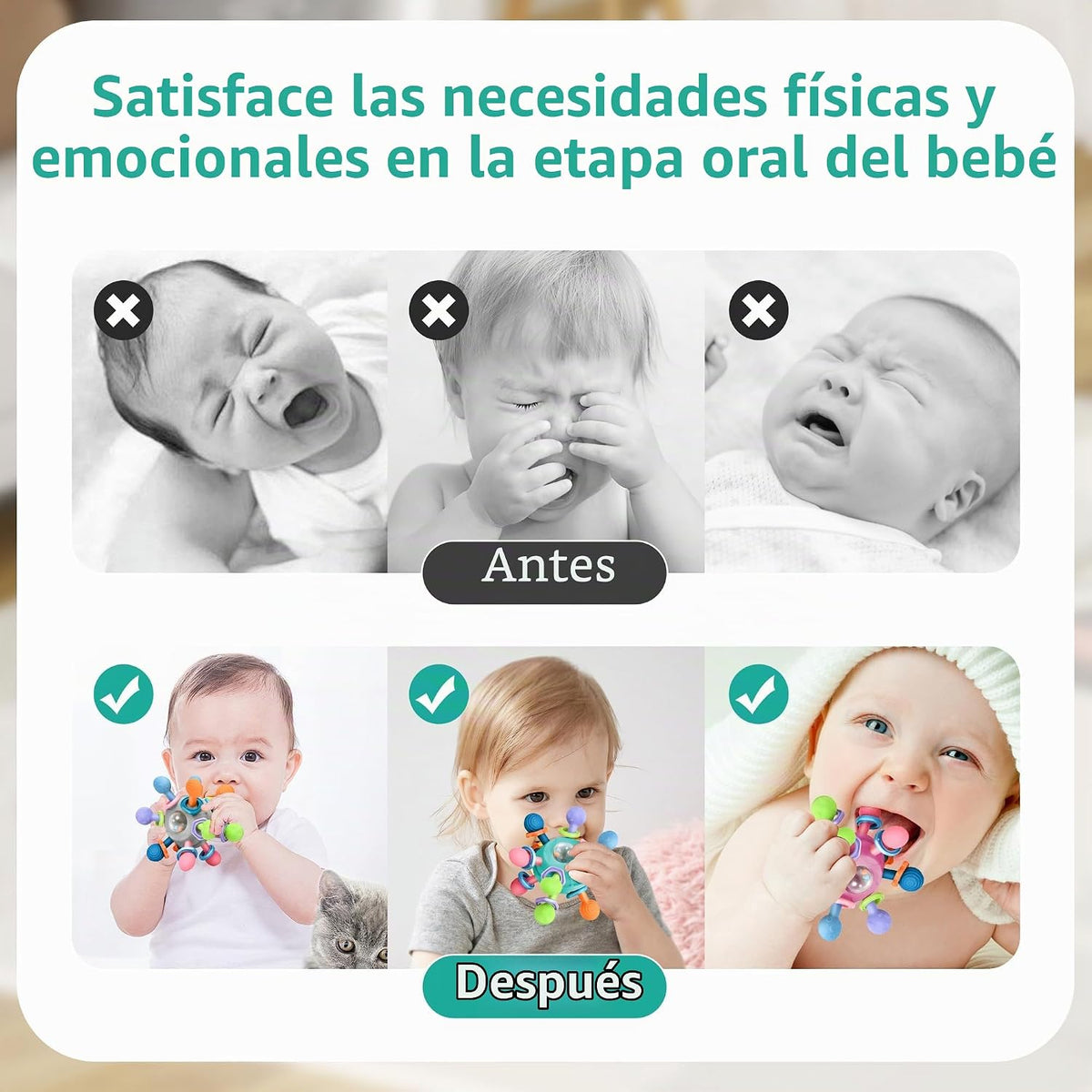 Juguetes de dentición Montessori para bebés de 0-6 6-12 meses morde...