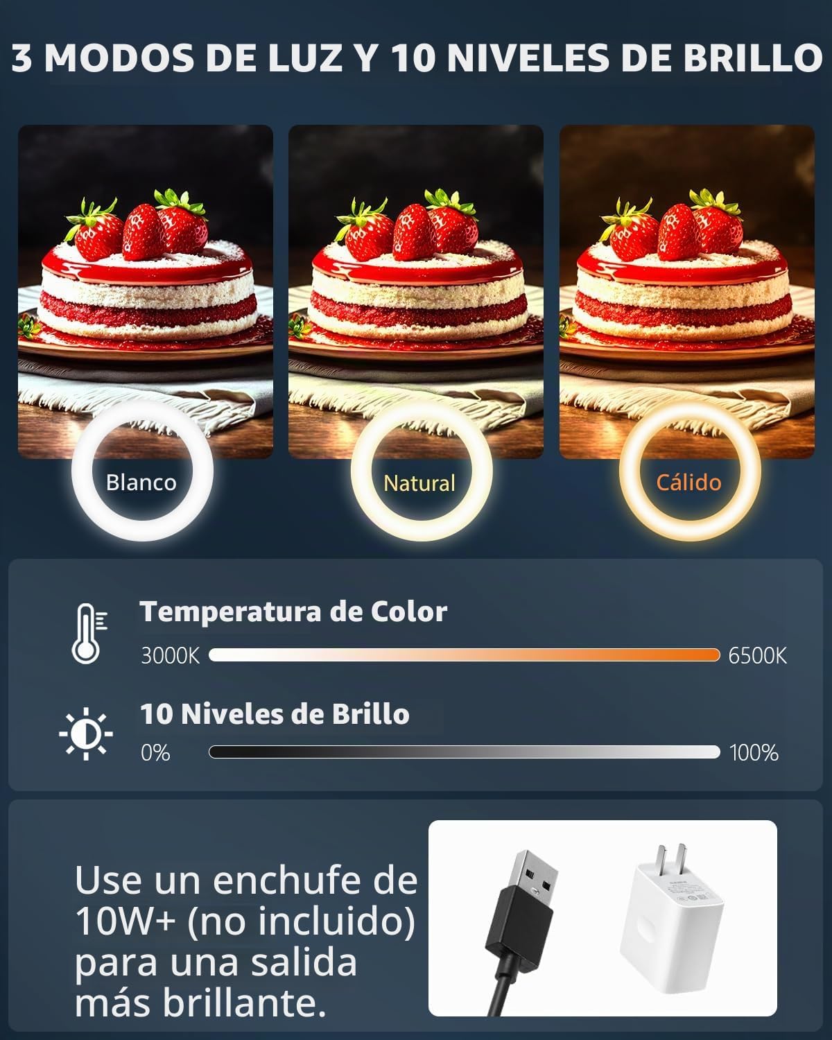 Trípode de luz de anillo de 10 pulgadas para iPhone, soporte de mon...