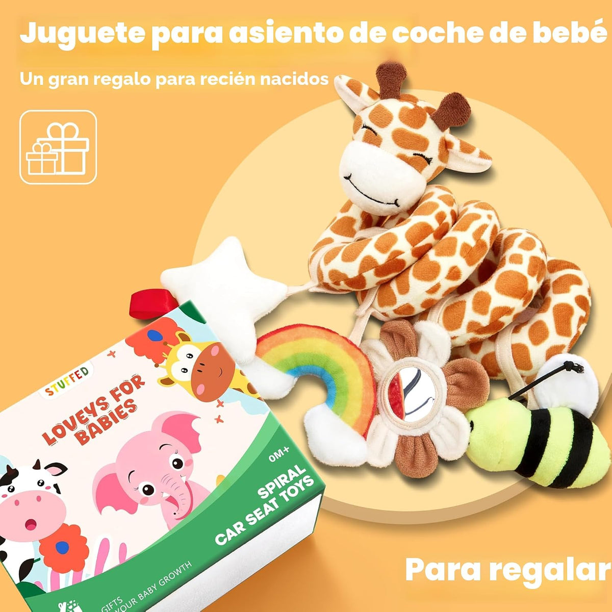 Stuffed Asiento de coche en espiral para bebés de 6 a 12 meses, jug...