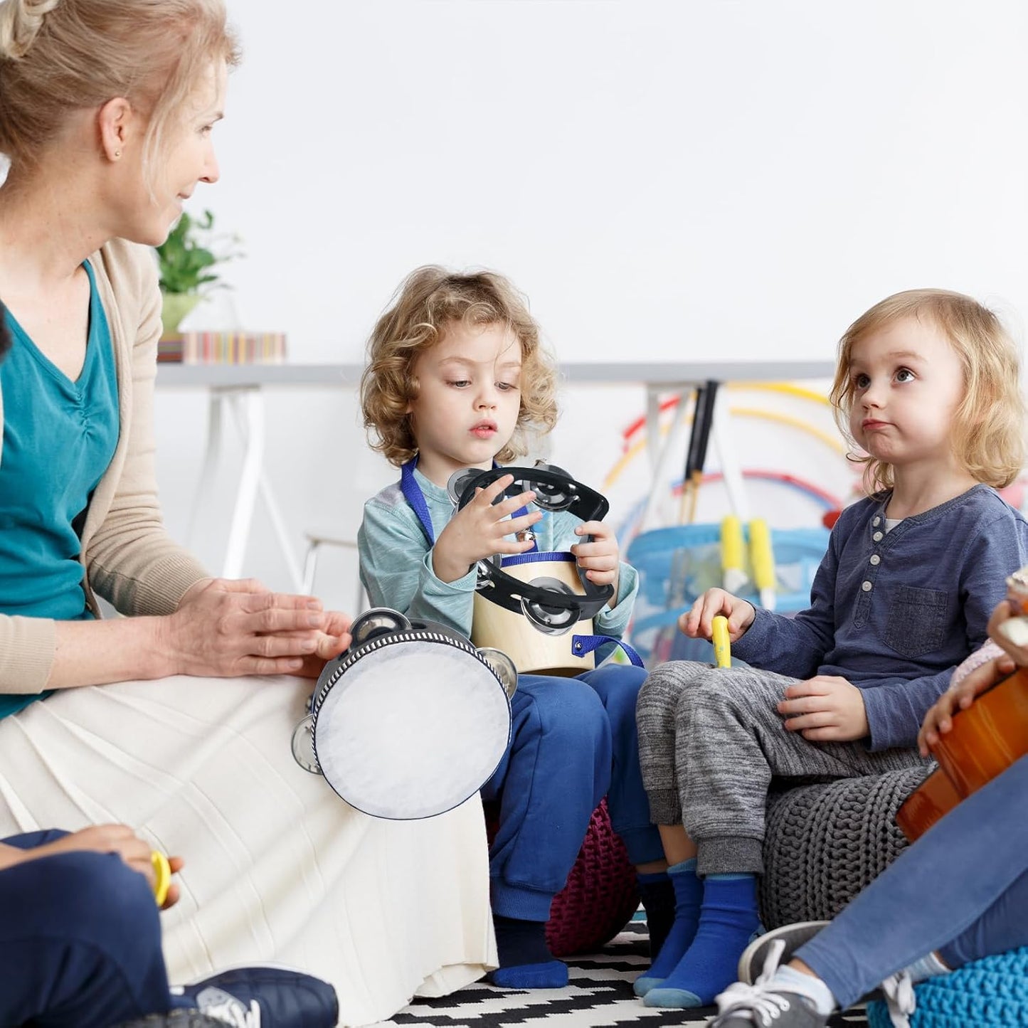 Panderetas para adultos, juego de percusión musical de mano, pander...