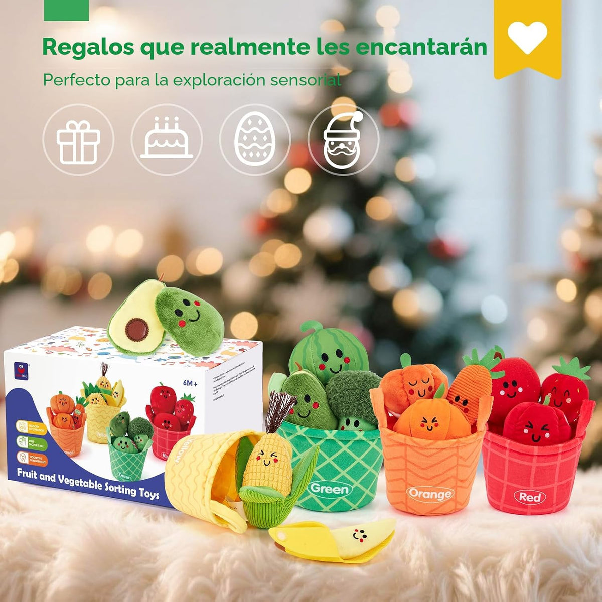 Hahaland Juguetes sensoriales para bebés - 16 piezas Mi primera fru...