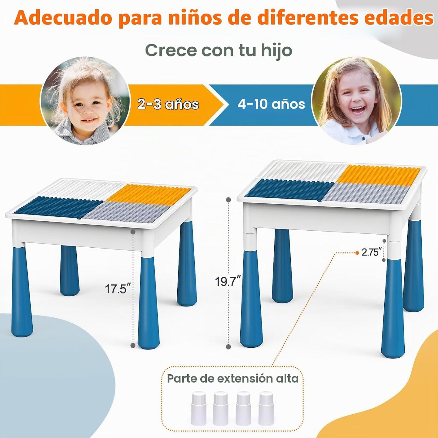 Juego de mesa de actividades 7 en 1 y 4 sillas STEM para niños de 3...