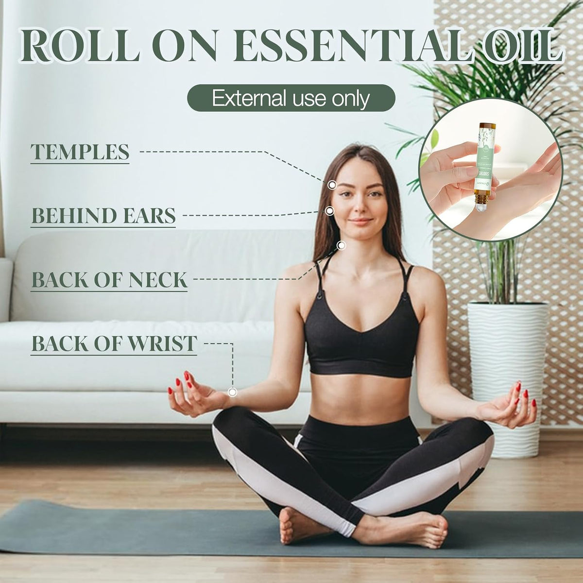 Ethlauff Juego de aceite esencial roll-on (calma, renovación, sueño...