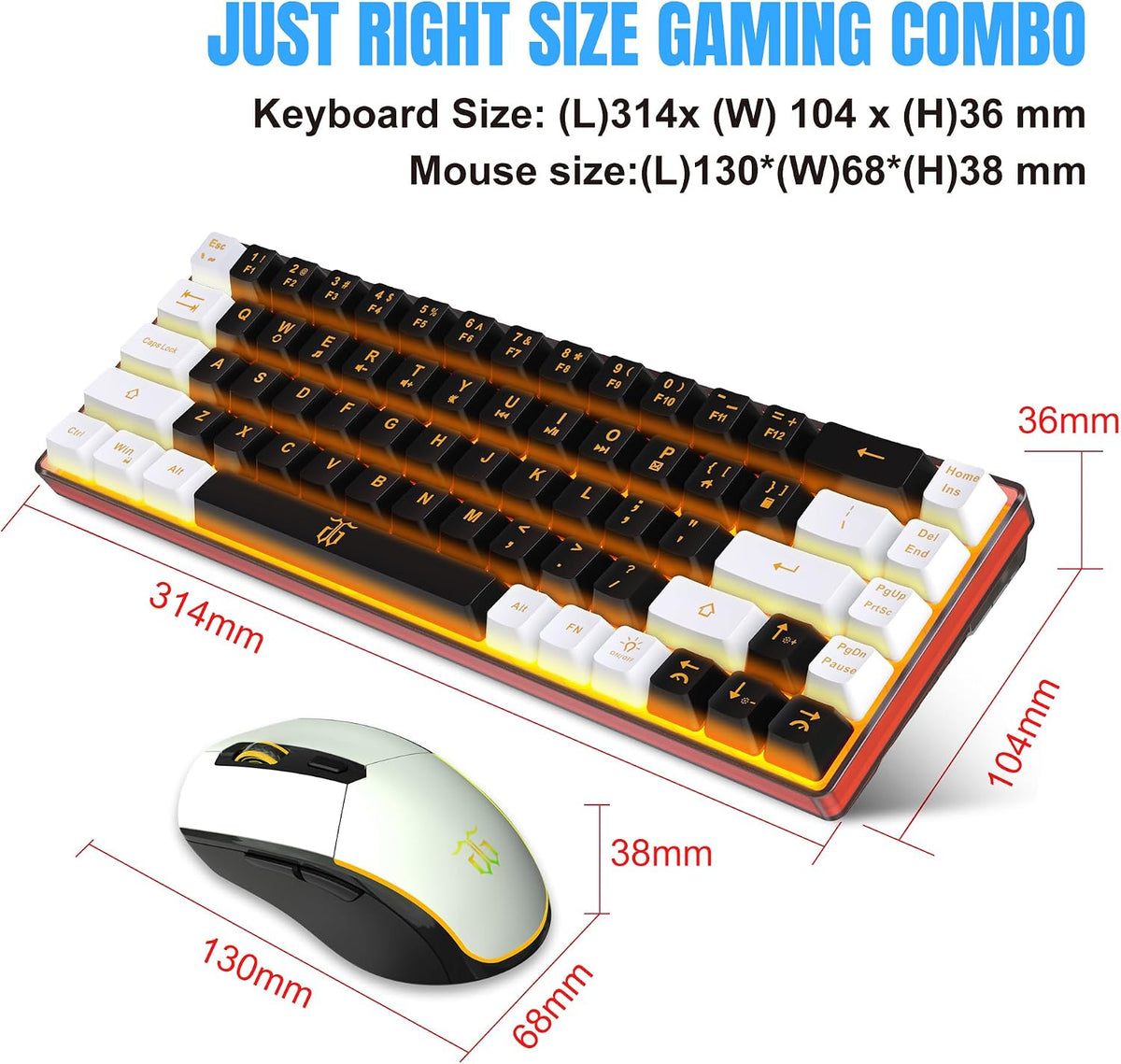 Snpurdiri - Combo de teclado y mouse inalámbricos 60% para juegos (...