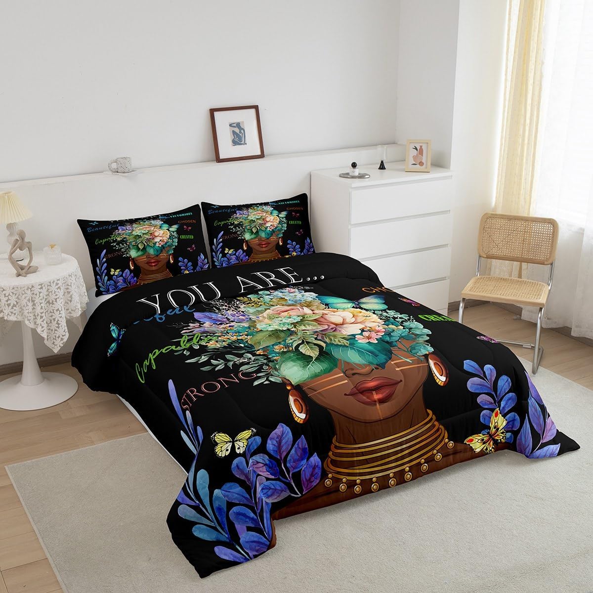 Juego de edredón africano para niña, tamaño King, estilo africano,...