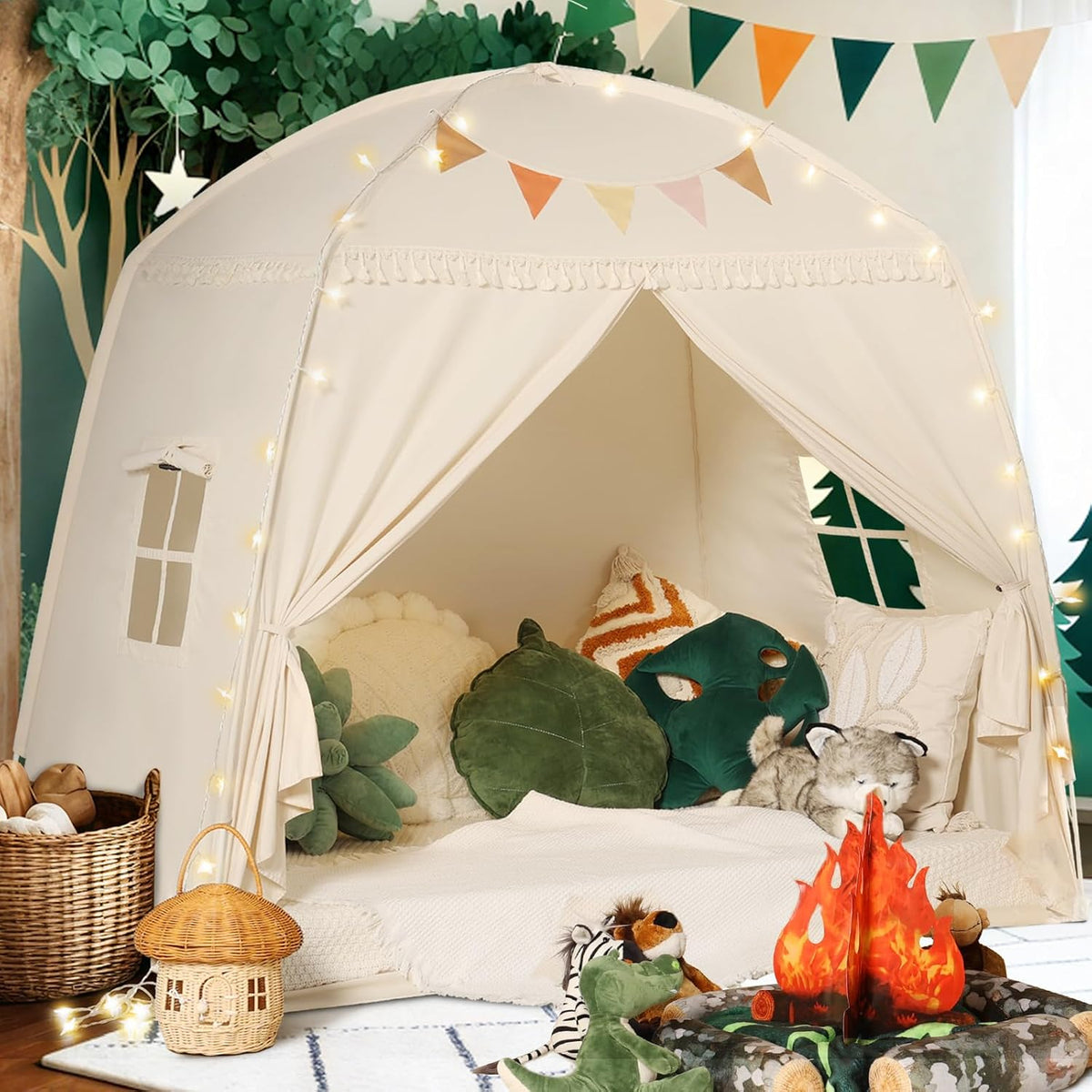 Sumbababy Carpa Tipi Grande para Niños: con Luces de Estrellas y Ba...