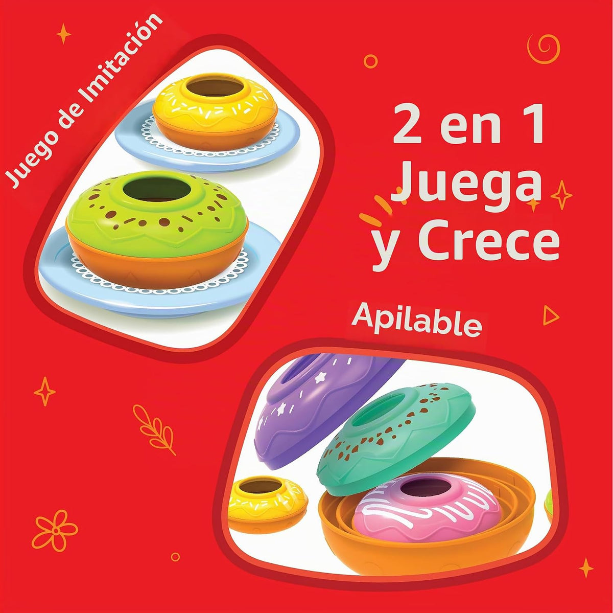 Imagimake Leaps &amp; Bounds - Donas de anidación, juguete Montesso...