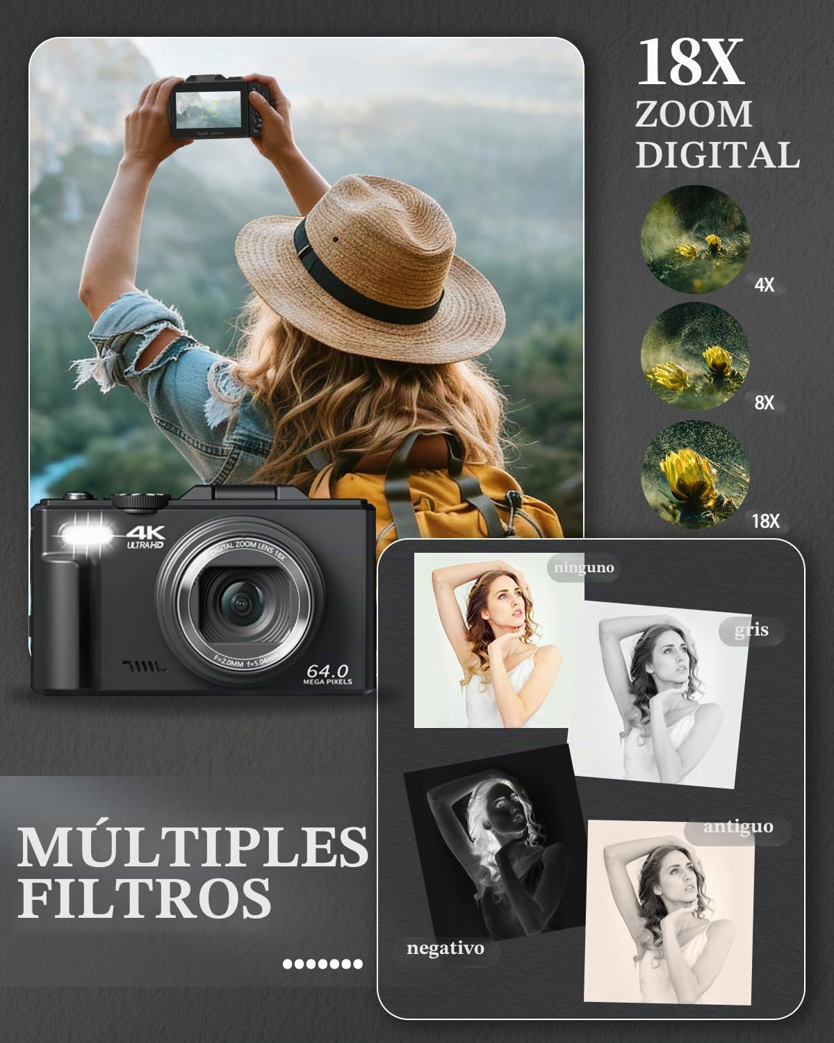 ULPTXOO Cámara digital 4K para principiantes y adolescentes, cámara...