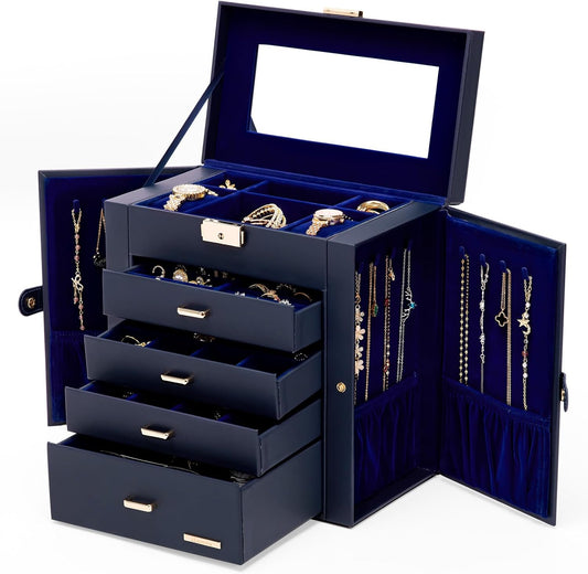 Homde - Joyero grande para mujer: organizador de 5 capas con cerrad...