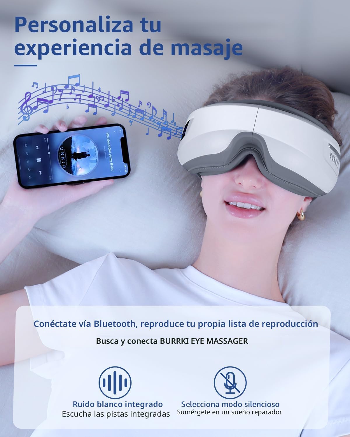 Masajeador de ojos con calor y música Bluetooth, regalos de cumplea...