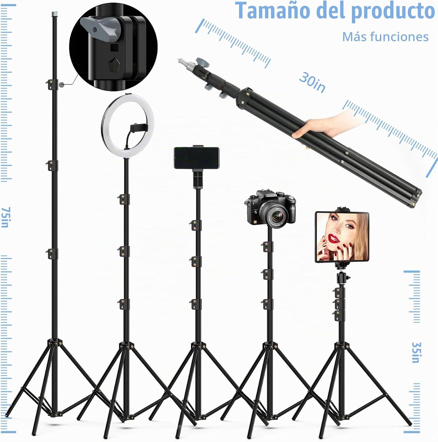 MACTREM - Anillo de luz azul de 22 pulgadas para iPad iPhone con tr...