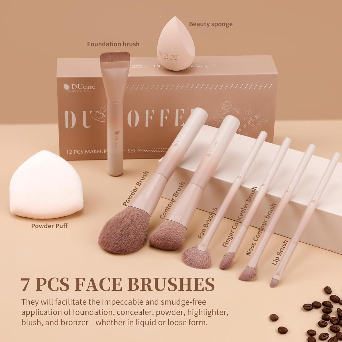 DUcare Juego de 14 brochas de maquillaje, 12 brochas de maquillaje...