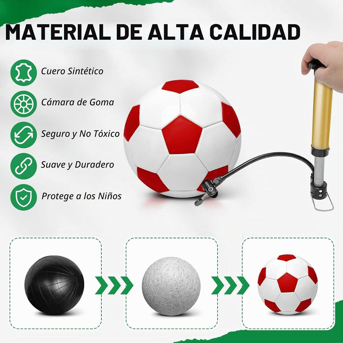 yasuwekik Paquete de 2 pelotas de fútbol desinfladas con bomba para...