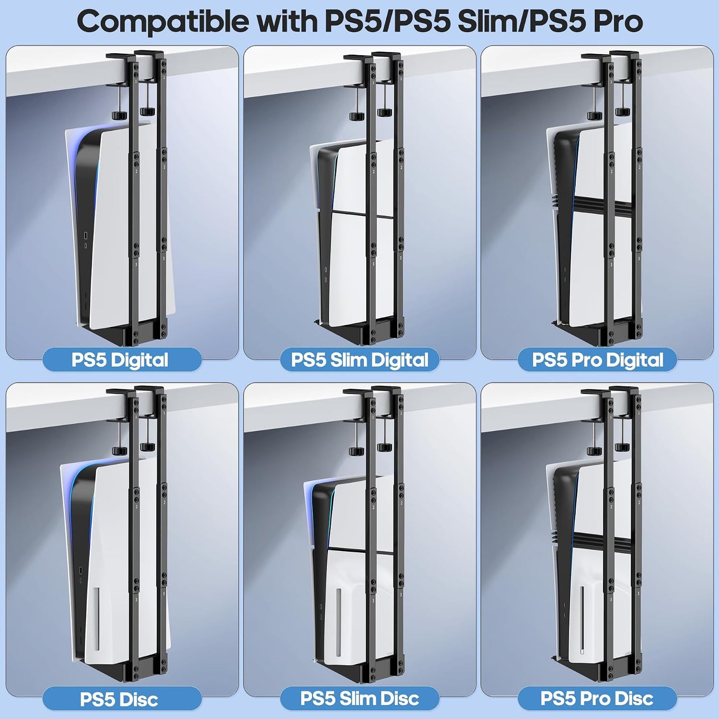 Soporte vertical para debajo del escritorio de PS5 para PS5\/PS5 Sl...