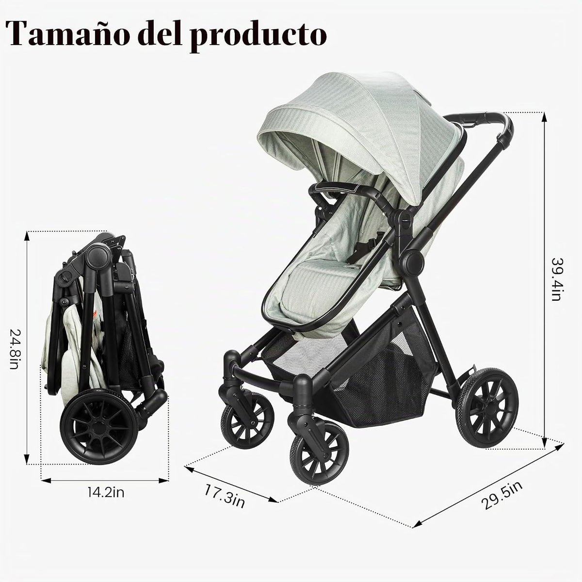 Nurtrarola - Cochecito de bebé ligero 2 en 1 con asiento reversible...