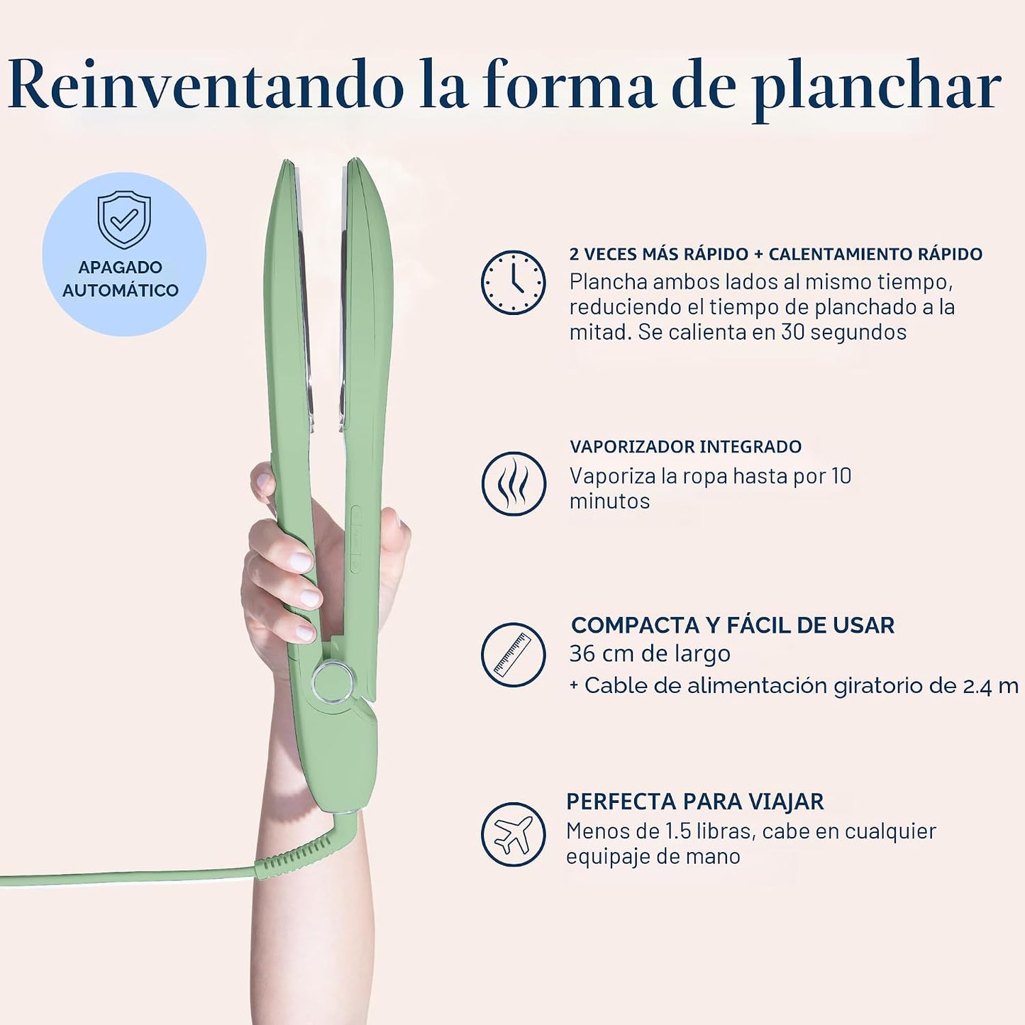 Nori Press - Plancha de vapor de viaje, plancha de mano con 6 ajust...
