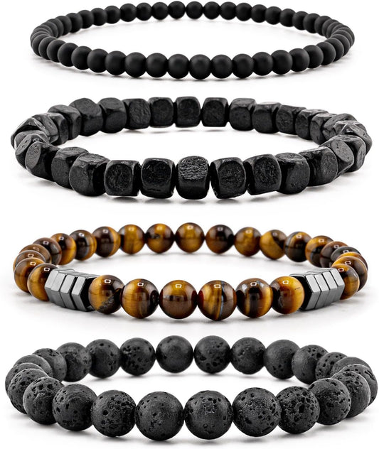 Lameybrt Juego de Pulseras para Hombre Multi - Ojo de Tigre\/Ágata...