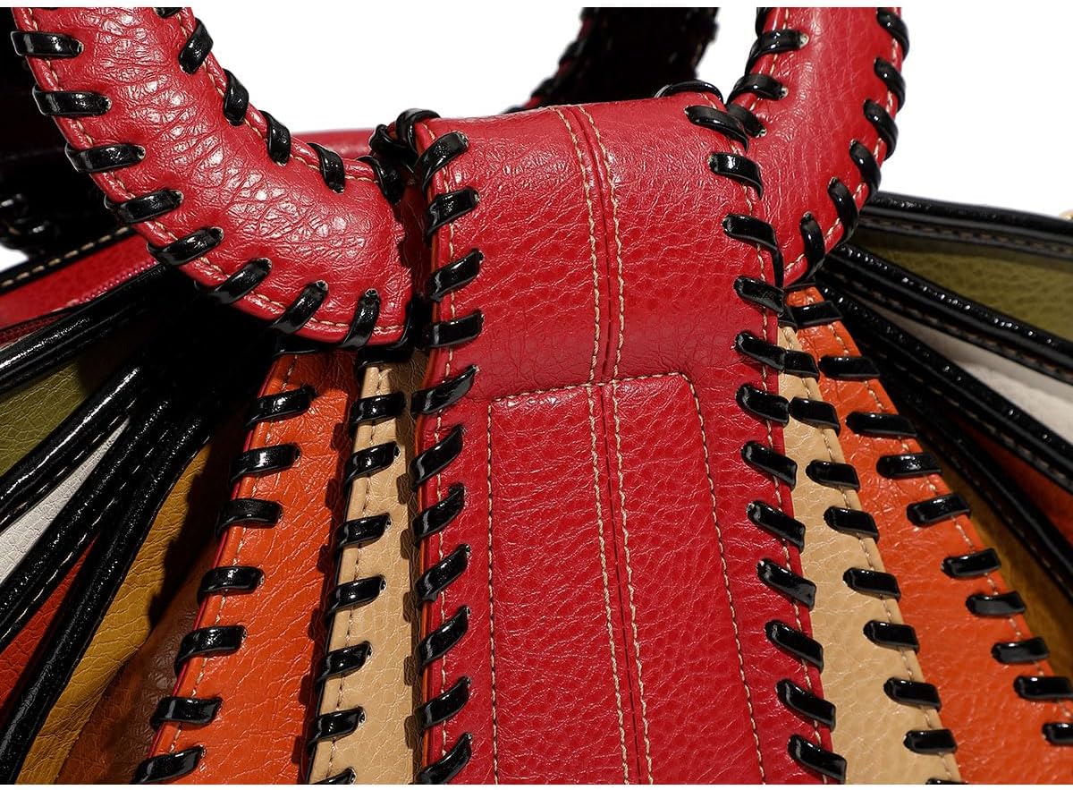 Bolso de mano con asa superior multicolor de diseño para mujer, gra...