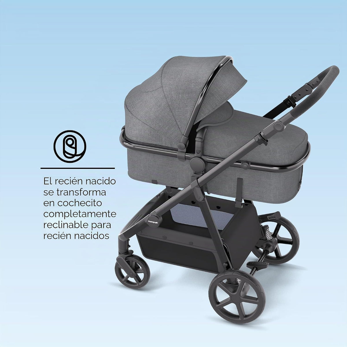 Mompush Meteor2 - Cochecito de bebé 2 en 1 con modo recién nacido,...
