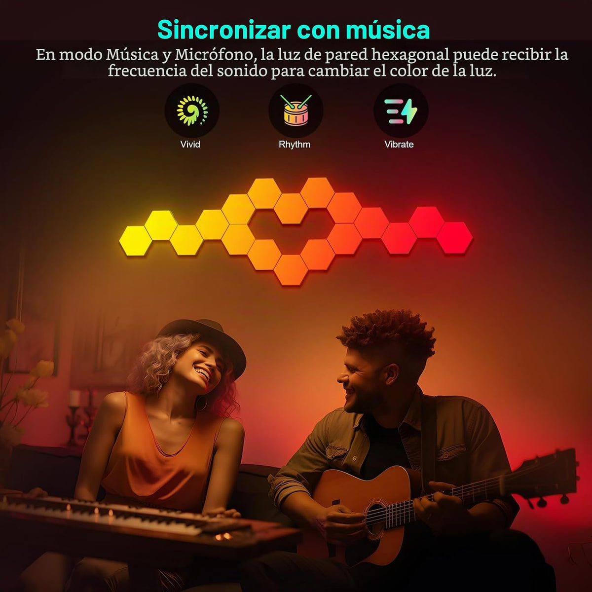 JIMIMORO Paquete de 20 paneles de luz hexagonal \u2013 Luces de par...