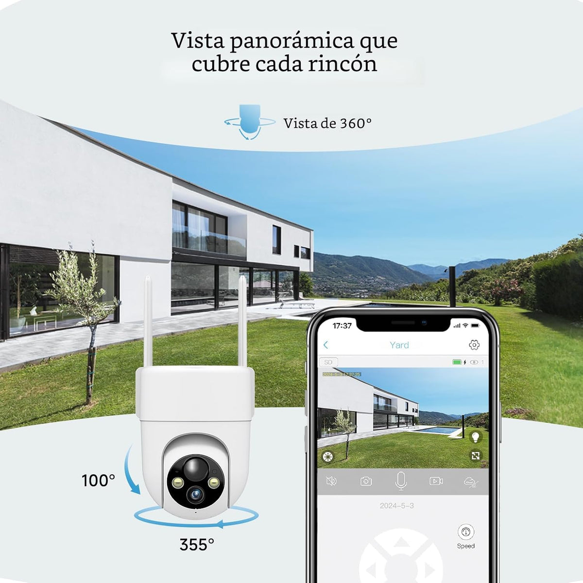 Oculview Cámaras de seguridad solar 2K inalámbricas para exteriores...