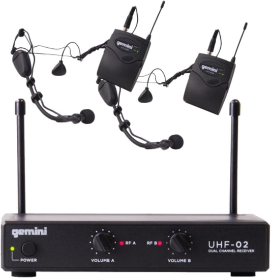 Gemini Auriculares UHF de doble canal y sistema de micrófono de sol...