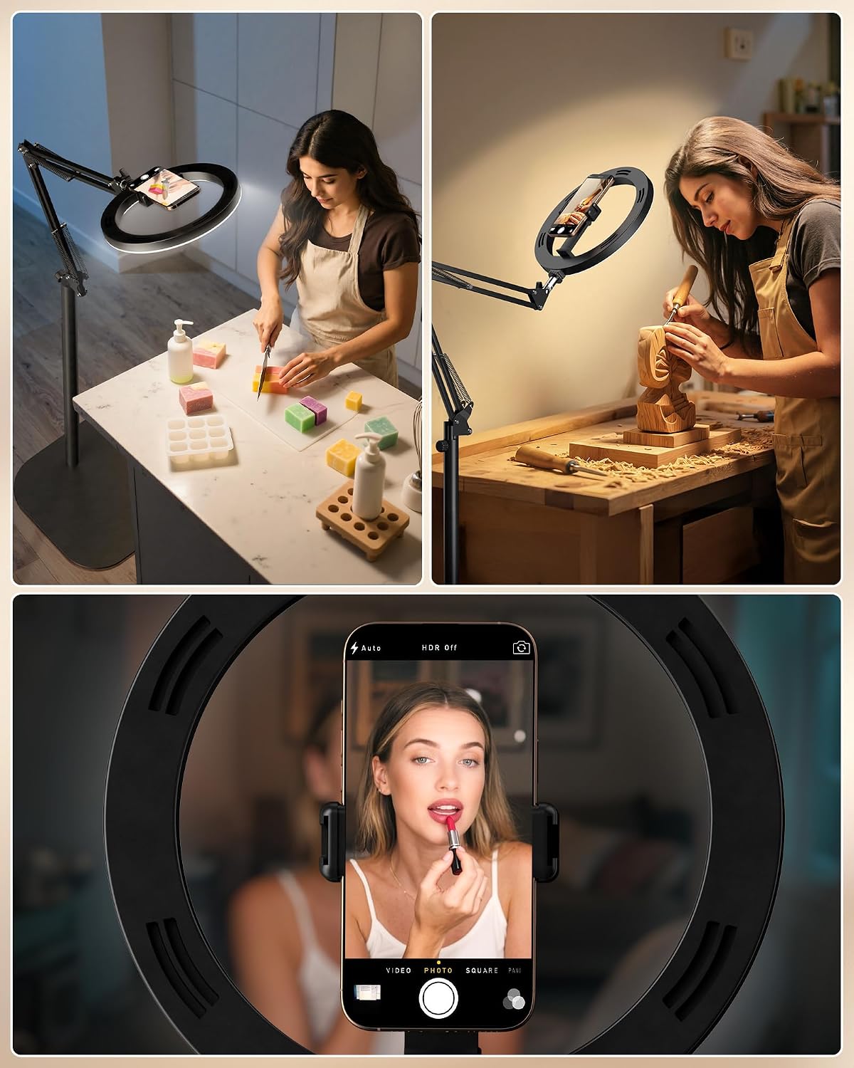 LUXSURE Trípode para iPhone con Luz, 71" Soporte de Teléfono Aé...