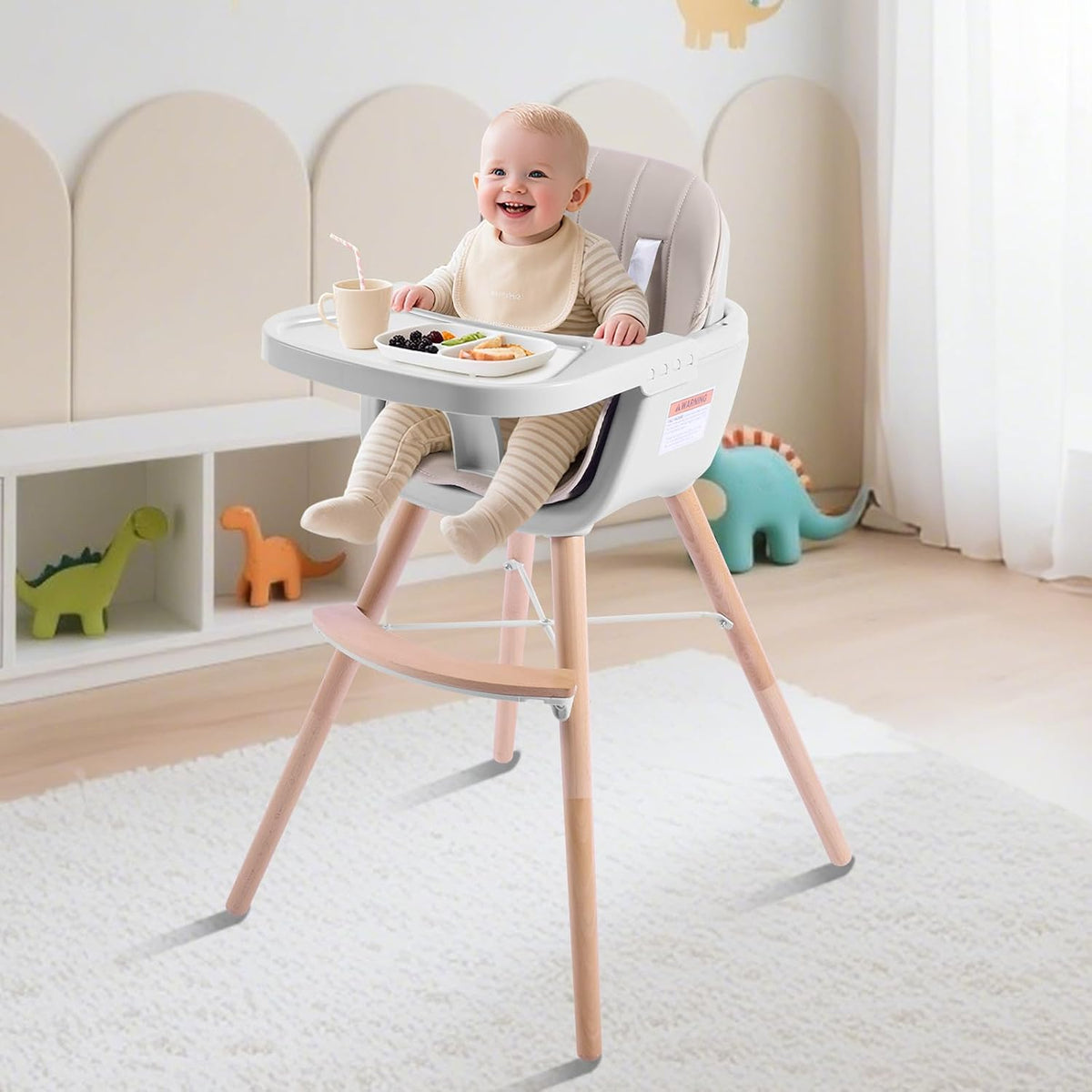 Sillas altas para bebés y niños pequeños, silla alta de madera conv...