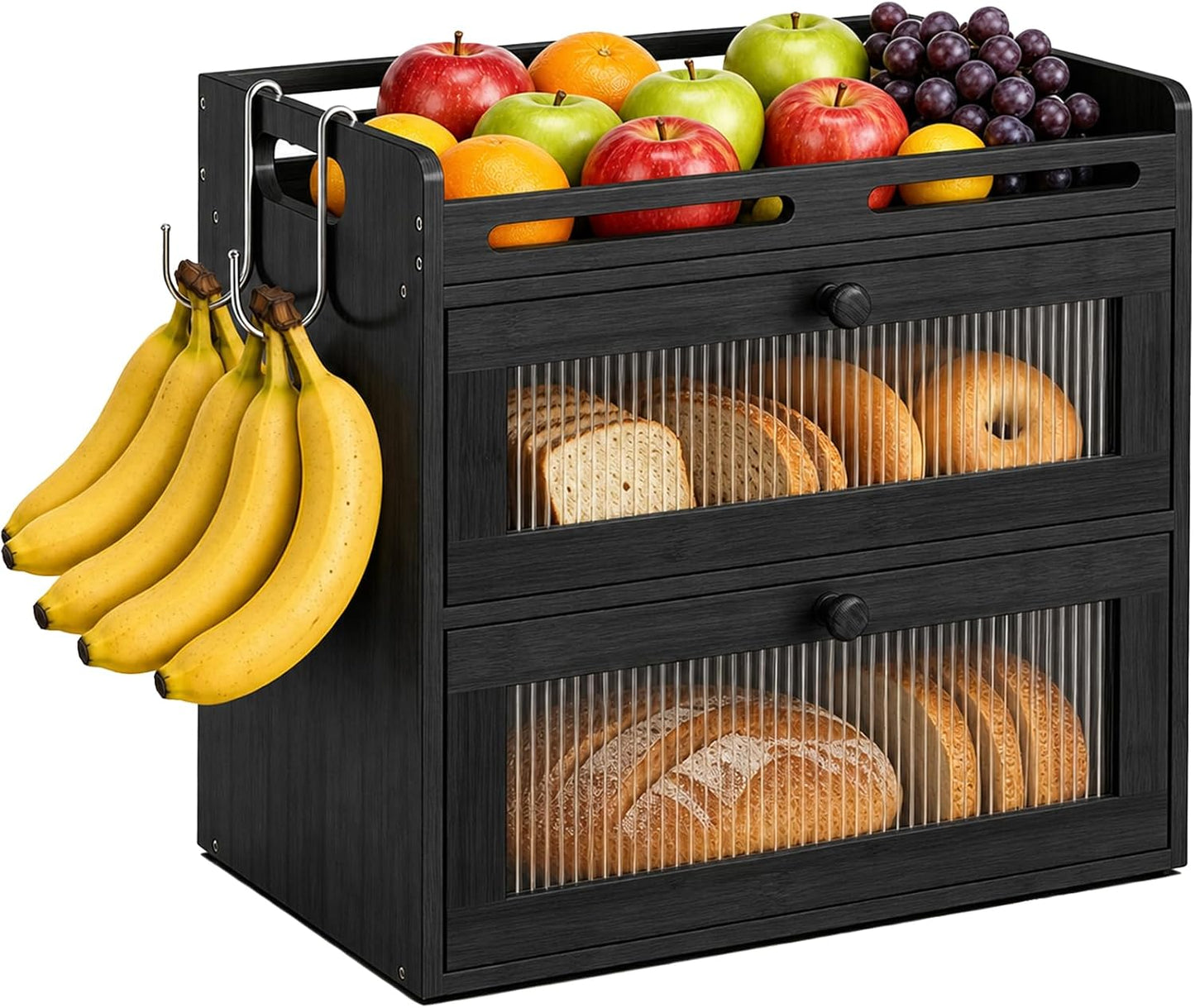 Panera para encimera de cocina, almacenamiento de bambú de 2 nivele...