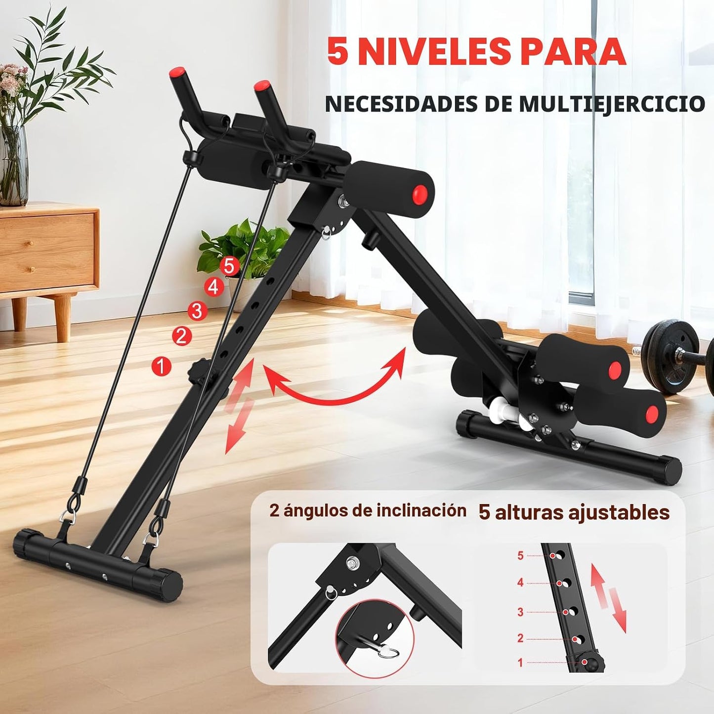 DERACY Máquina de entrenamiento abdominal ajustable para abdominale...
